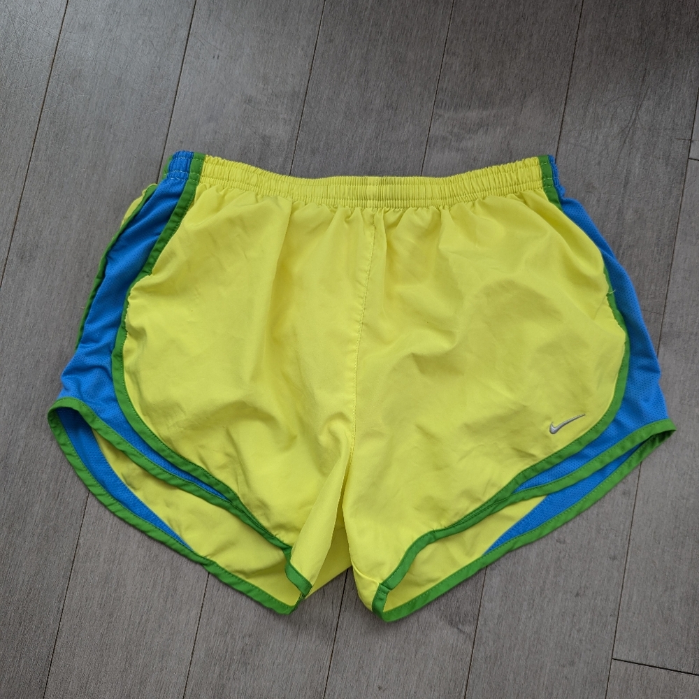 Nike dri fit shorts neon yellow green blue size medium